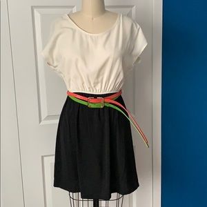Dual Colored, Double Belted Dress